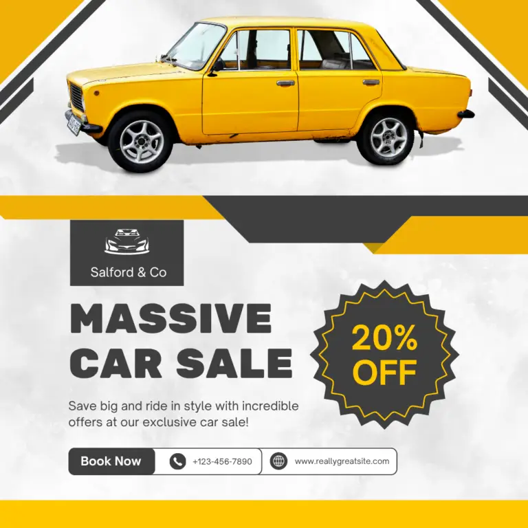 Yellow Grey Modern Car Sale Instagram Post